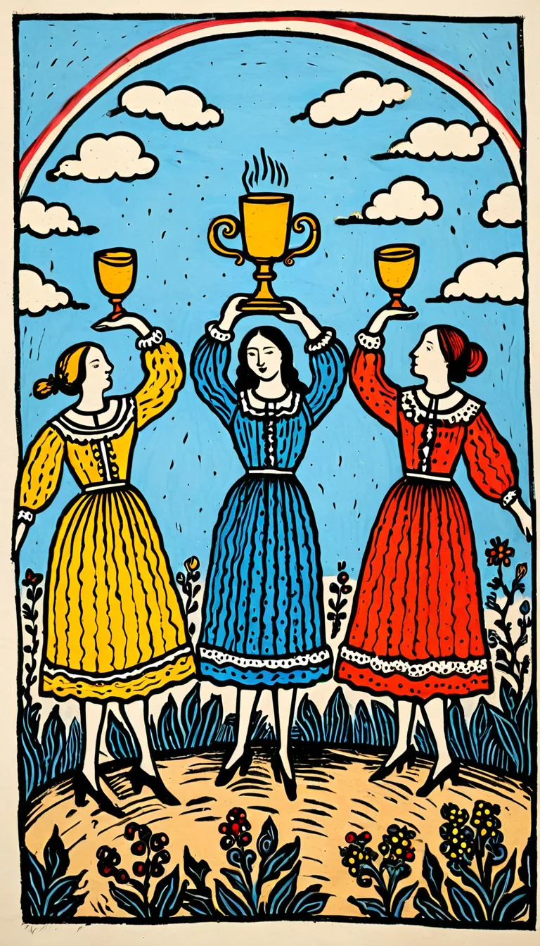 Tres de Copas en el Tarot de Marsella