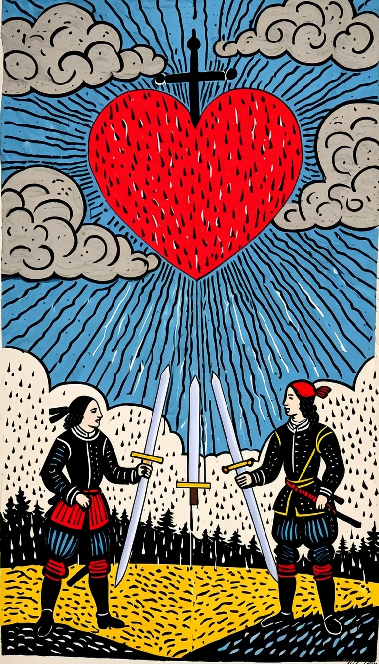Trois d'Épées dans le Tarot de Marseille