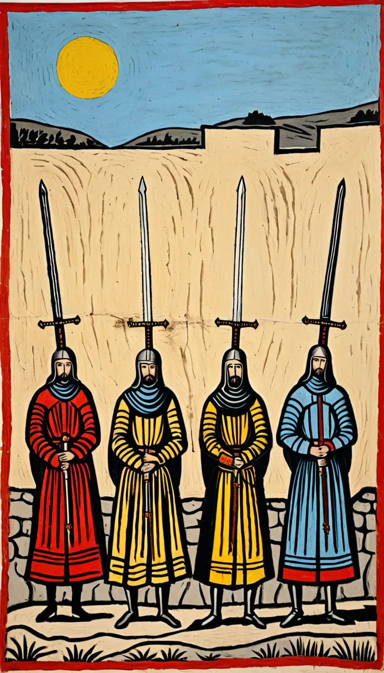 Cuatro de Espadas en el Tarot de Marsella