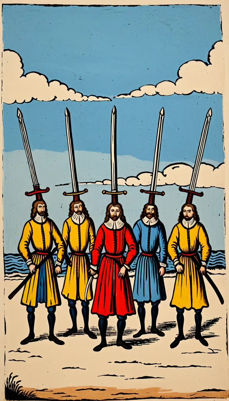 Cinco de Espadas en el Tarot de Marsella