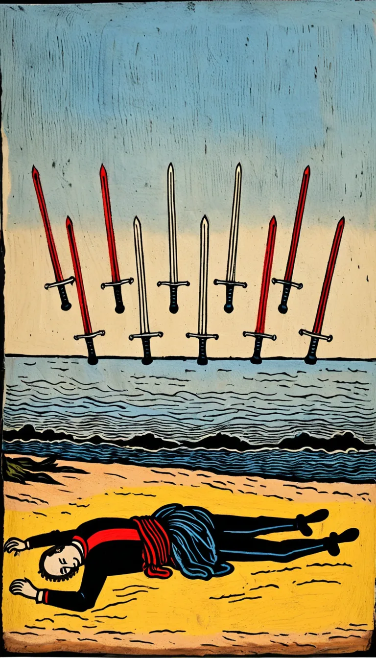 Diez de Espadas en el Tarot de Marsella