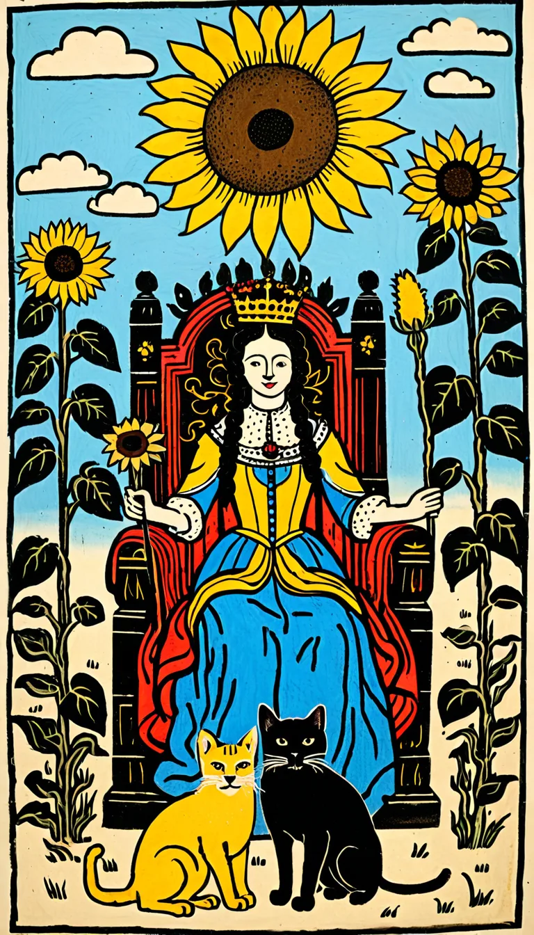 Reine de Bâtons dans le Tarot de Marseille
