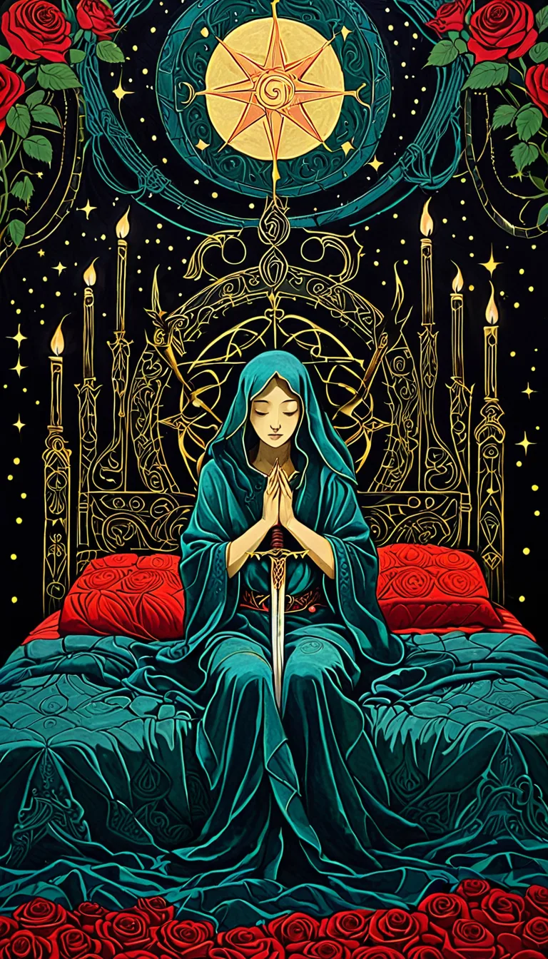 Carta del tarot Nueve de Espadas