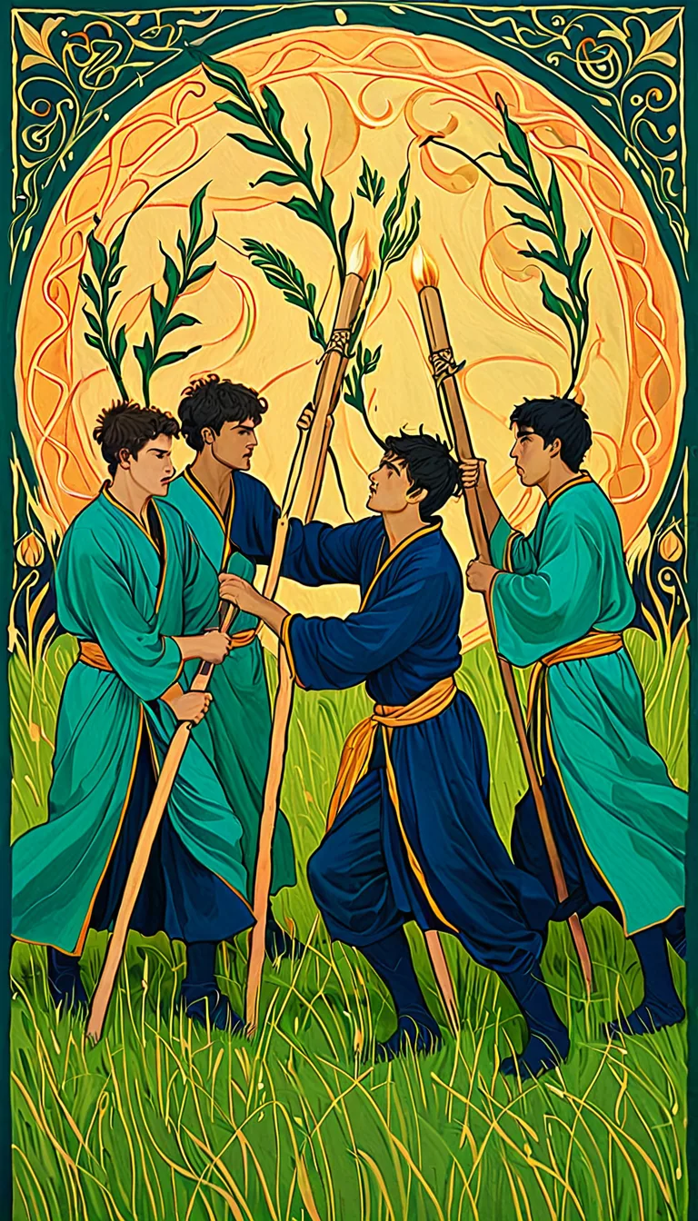 Carta del tarot Cinco de Bastos